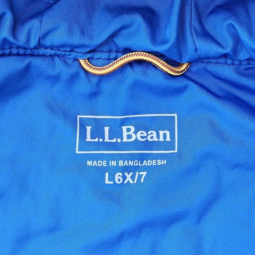 LL Bean Discovery Trail Jacket Synthetic Down Coat Blue Black Zip Up Youth L